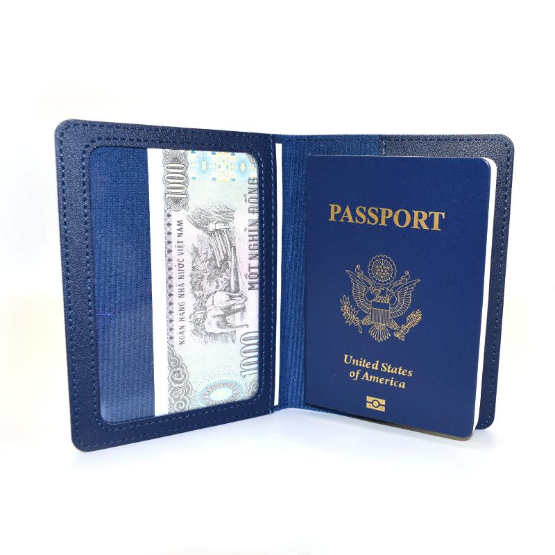 

Трендовый набор для путешествий из искусственной кожи, однотонный, с логотипом под заказ: обложка для паспорта и багажная бирка темно-синий