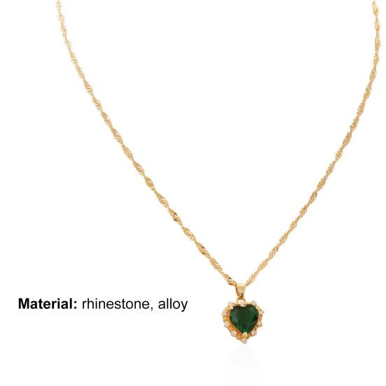 Women Necklace Creative Rhinestone Embedded Women Jewelry Tiny Heart Shape Pendant Clavicle Necklace for