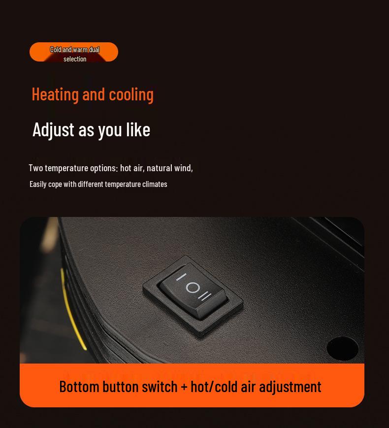 12V Car Heater & Defogger with Hot/Cold Settings for Defrosting Snow