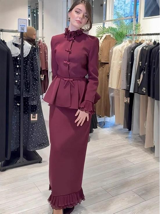 2025 Autumn New Arrival High-End Evening Party Two-Piece Set with Bell Sleeves