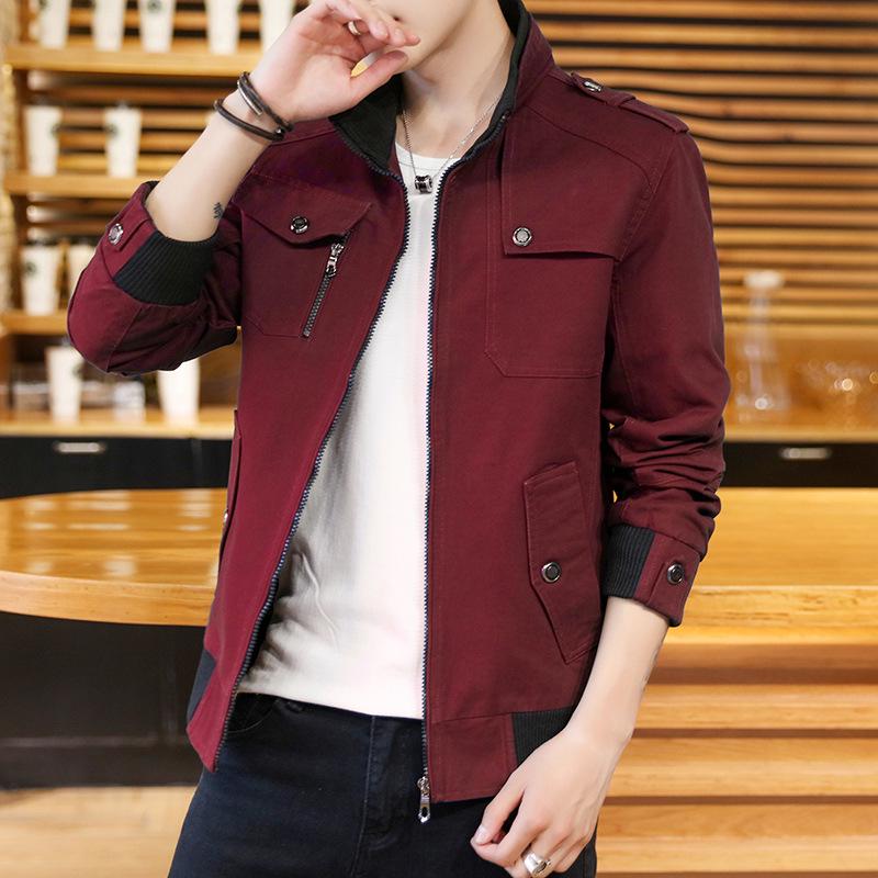 Men's 2024 Plus Size Autumn Casual Korean Style Slim Fit Cotton Military Jacket