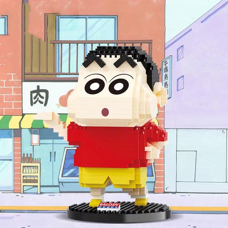 TOYLINX Crayon Shin-chan Doll Mini Building Blocks 958PCS Model Simple Assembly To Send Children and Adolescents Toys Christmas