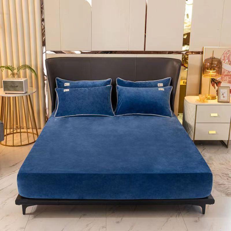 2024 Warm and Thick Elastic Fitted Sheets Adjustable Flannel Winter Mattress Cover Velvet Bed Linens Super Soft King Queen 180/200 Multi Sizes