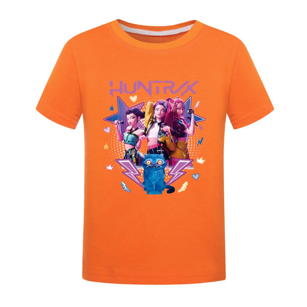 

4983 Kids Girls Boys Rumi Mira Zoey Print Casual Cotton Short Sleeves T-Shirt 170cm помаранчевий