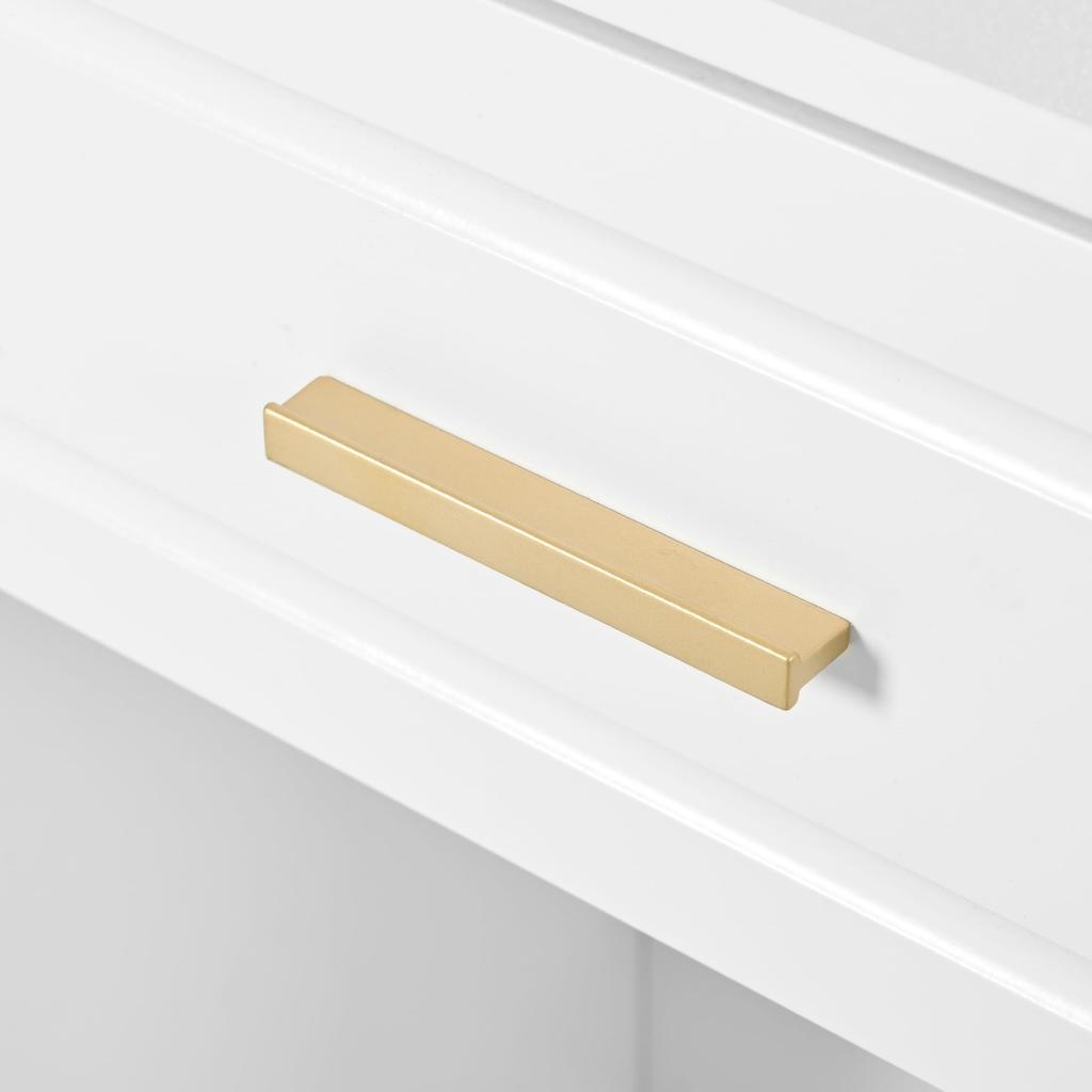 Schminktisch LED-Beleuchtung Spiegel, 3 Helligkeiten, Moderner Frisiertisch, 6 offene Ablagen, 9 Schubladen, Hocker, Holz, Weiß