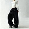 Pantalon de survêtement athlétique ample à jambes larges taille haute amincissant pour femme