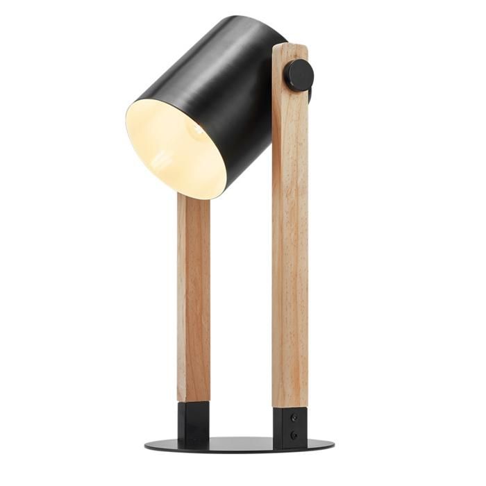 Lampe de table métal et bois 23W IP20 E27 Diam 120mm