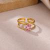 Vintage Romantic Green Stone Anillos Women Geometric Irregular Rings Stainless Steel Gold Color Waterproof Jewelry Elegant Party