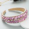 Women Headband Mini Stone Decor Rhinestone Rich Colors Wide Band Elastic Hair Decoration Anti-slip Turquoise Dating Hair Hoop Hair Accessories