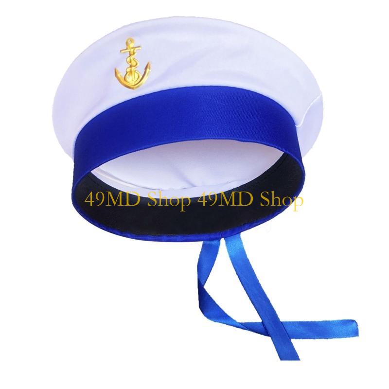 49MD Sailor Hat Sailor Captain Costume Sailor Cap Yacht Captain Hat Marine Hat CN