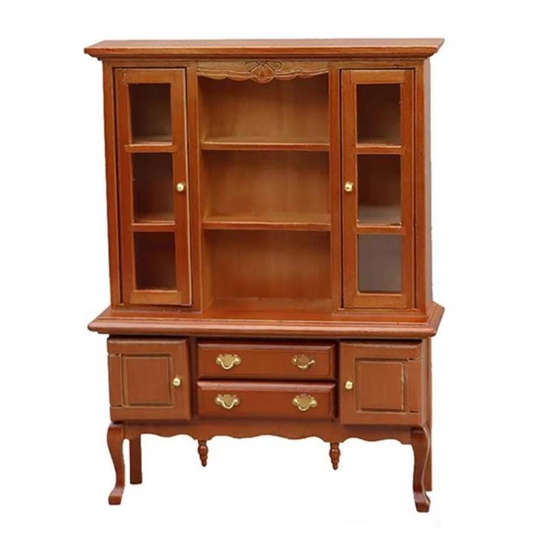 Doll House Enthusiast Miniature Cabinet 1/12 Doll House Furniture Bookcase with Openable Drawers Doll House Accessories