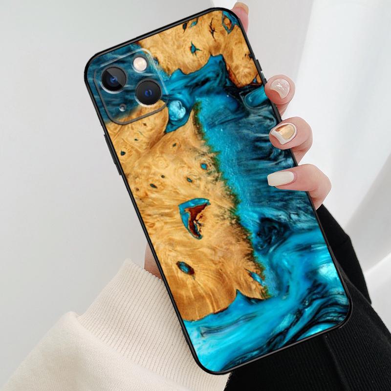 Hybrid Wood Resin Phone Case For iPhone 17 Pro Max 14 13 12 11 15 16 Pro Max Mini 15 16 Plus 16e 17 Air Cover