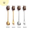Cartoon Rabbit Christmas Dessert Spoon and Fork Set - Cute Party Favor Stirring Spoon