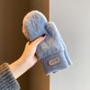 Korean Style Women's Imitation Mink Fur Gloves, Fleece-lined & Thickened for Autumn/Winter Cold Protection, Solid Color Mittens