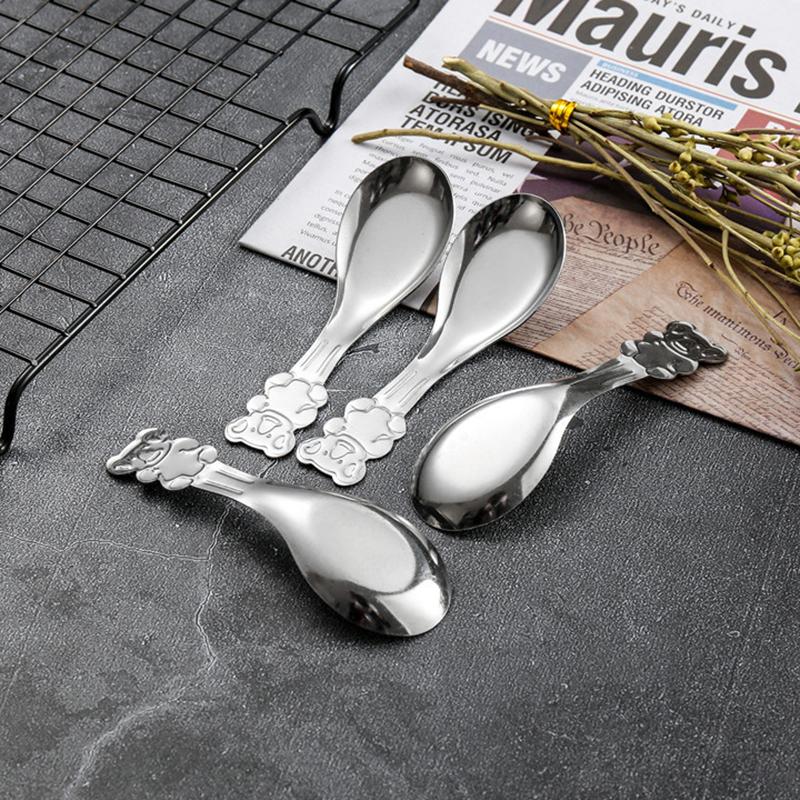 Nerezová ocel kreativní roztomilá koala zmrzlina dezert ovoce kopeček s plochým dnem lžíce na kávu a čaj nádobí lžíce