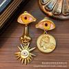 Vintage Devil Eye Necklace Schiaparelli Style Retro Nose Pendant Sweater Chain