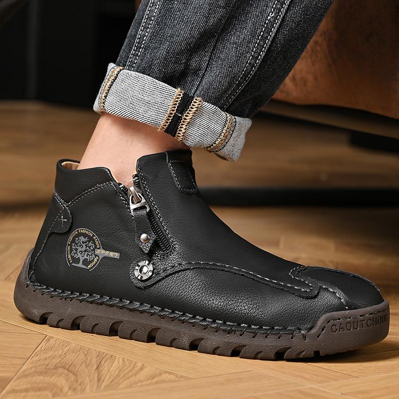 TUINANLE Frühling Handgefertigt Leder Herren Stiefel Design Sneaker Mann Atmungsaktiv Freizeit Schuhe Stiefeletten Outdoor