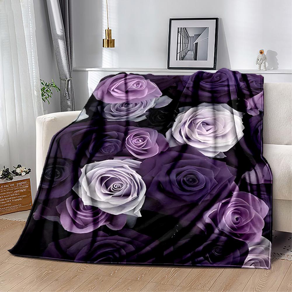 Stained Glass Rose Flannel Blanket,Lightweight,Office Blanket,Sofa Blanket,Comfortable Blanket