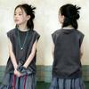 Korean Style Trendy Girls' Sleeveless Pure Cotton Vest Top - Summer New Arrivals for Medium & Large Children