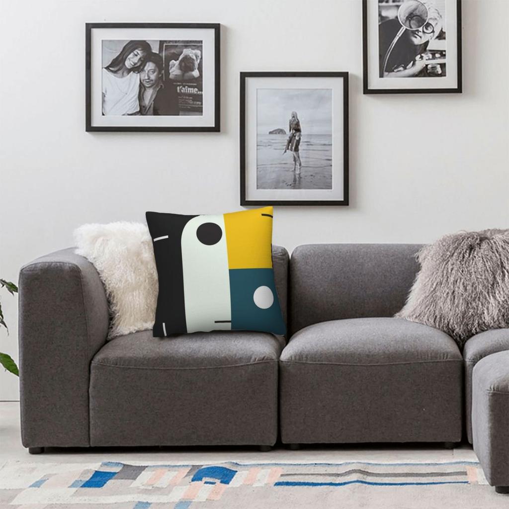 Bauhaus Age Pillowcase Polyester Linen Velvet Printed Zip Decor Pillow Case Sofa Seater Cushion Case 45X45