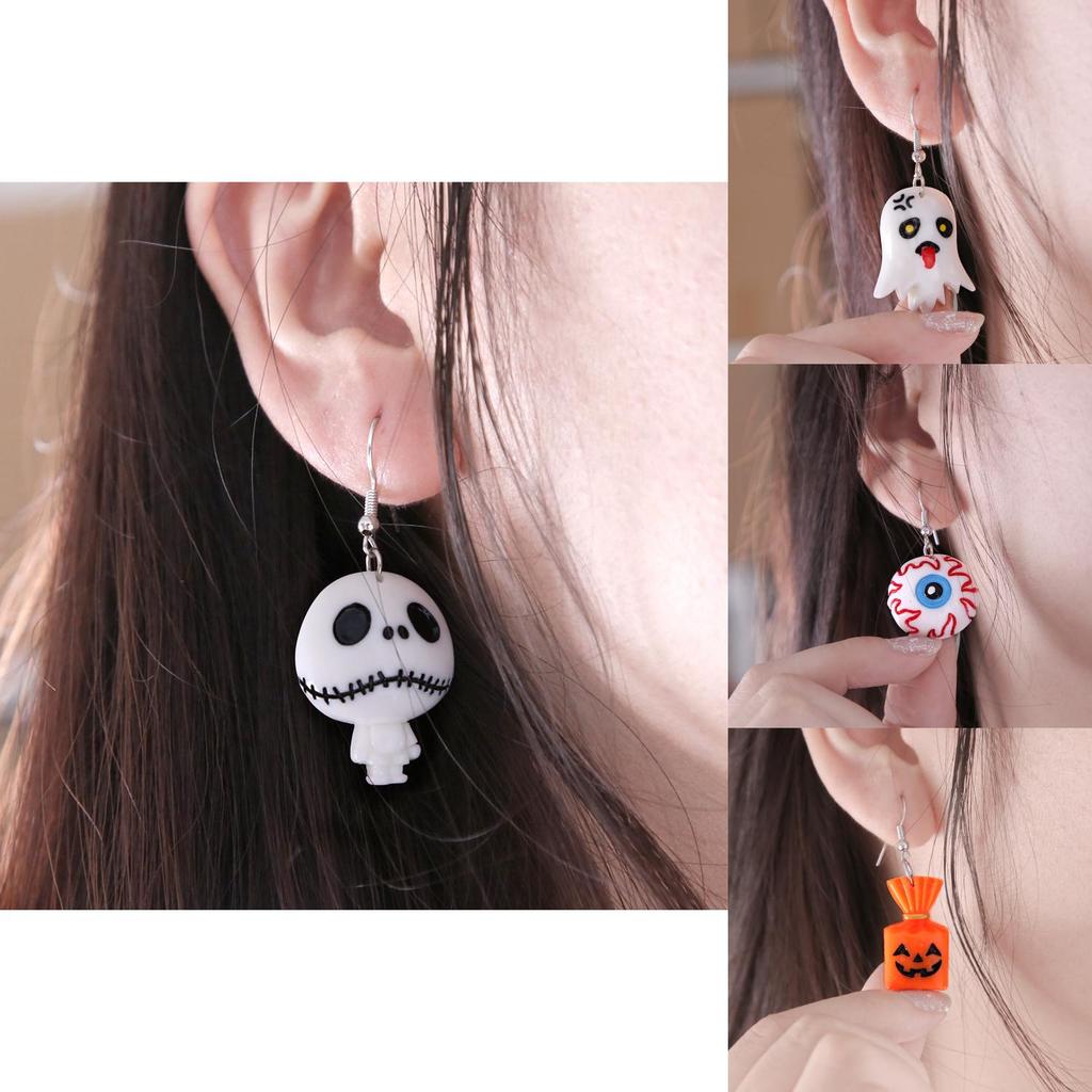 Charming Pumpkin And Bat Dangle Earrings Unique Ear Jewelry For Halloween Festivities