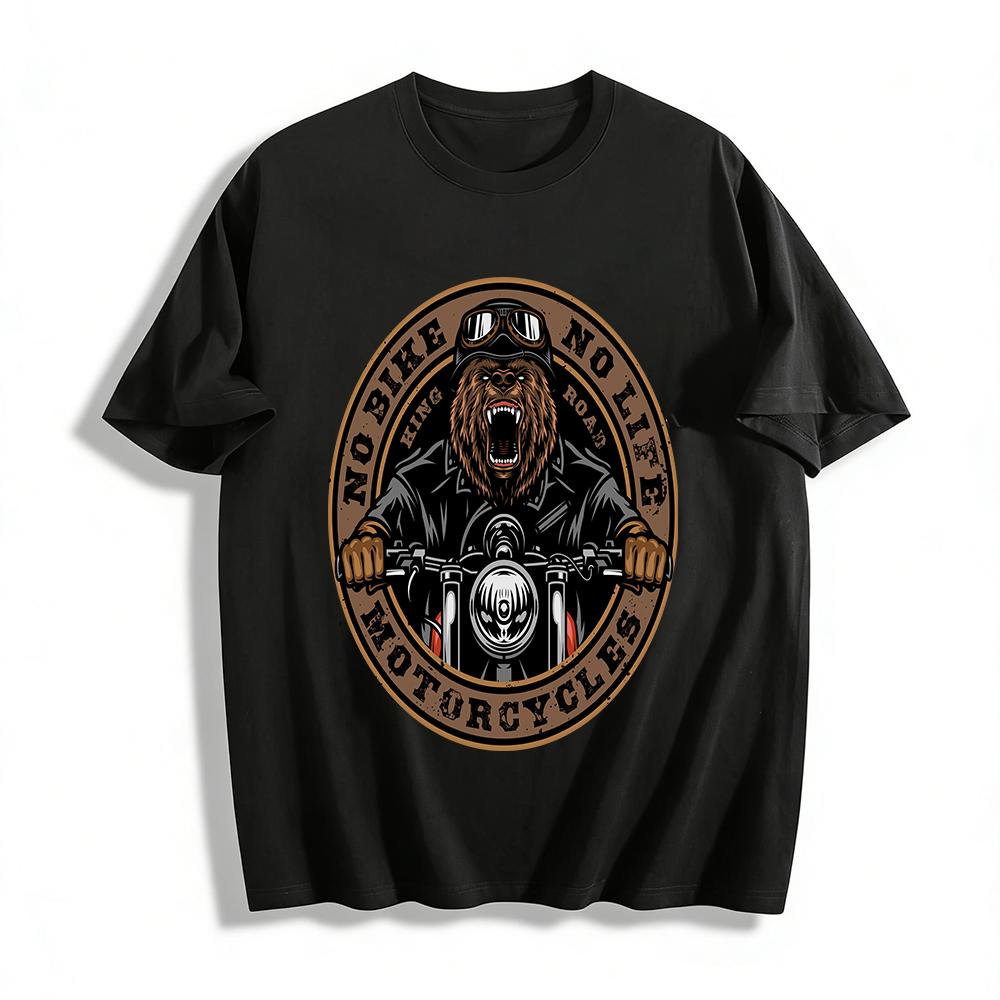Vintage Roaring Biker Gorilla Print Tee For Motorcycle Culture Fans Pure cotton T-shirt XXS