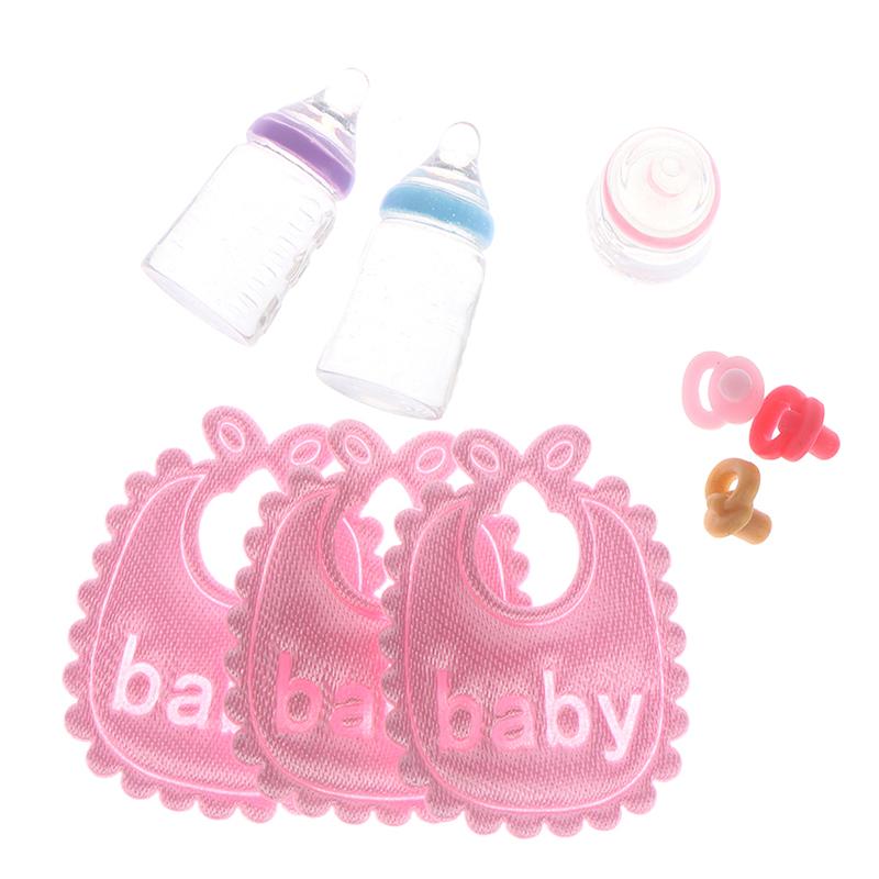 1:12 Puppenhaus Miniatur Babyflaschen Schnuller Lätzchen Set Kinderzimmer Zubehör Geschenk