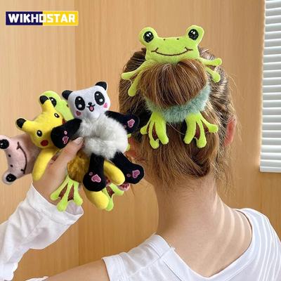 1 Stück Haargummi Mädchen Frosch Plüsch Grün Haargummi Dutt Süß Lustig Haarband Elastische Scrunchies Für Frauen Pferdeschwanz Frisur