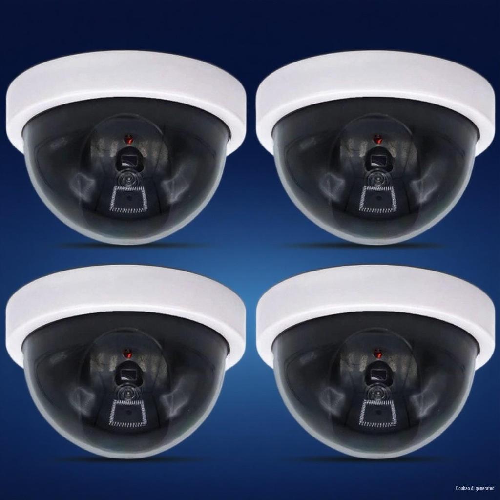 Fake Security Cameras 2-Pack, Punch-Free Wall Mount, White