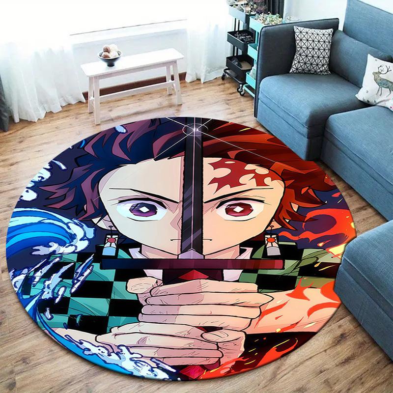 Tappeto Rotondo Demon Slayer Tappeto Tappeto Per Soggiorno Camera Da Letto Divano Sala Giochi Decorazione Tappetino Antiscivolo