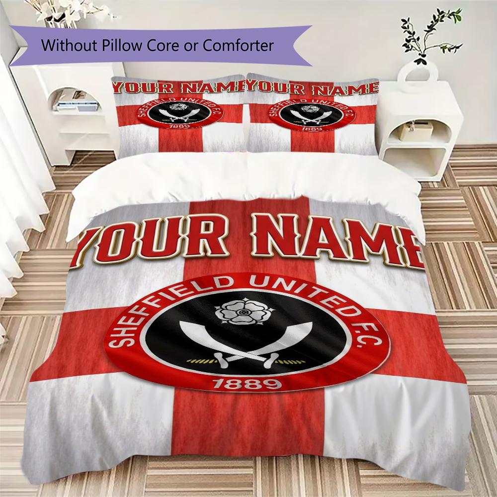 Custom Name Sheffield United FC Pattern Bedding uilt Set uilt Cover Pillowcase Home Decoration Birthday Gift (1*duvet cover+2*pillowcase without core)