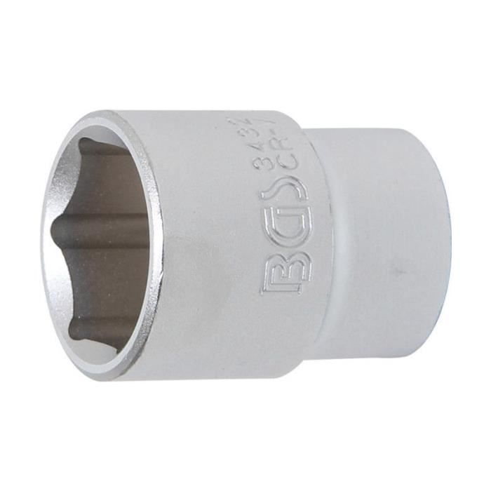 Douille pour clé - BGS TECHNIC - Six pans 20 mm - Ouverture 32 mm - Acier chrome-vanadium