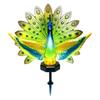 Peacock Solar Stake Sculpture Garden Outdoor LED Light Warm Glow Yard Lawn Decor Art Gift