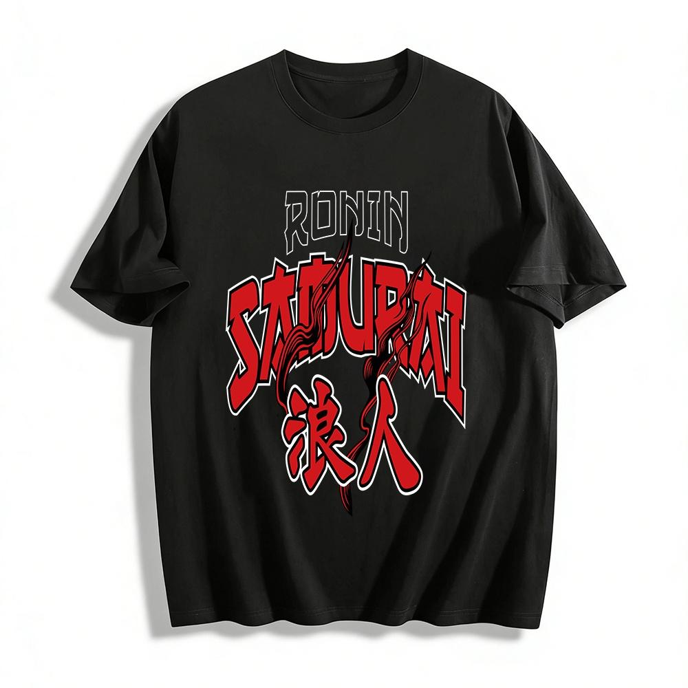 Vintage Streetwear SAMURAI Ronin Graphic Tee Edgy Warrior Culture Top Pure cotton T-shirt XXS