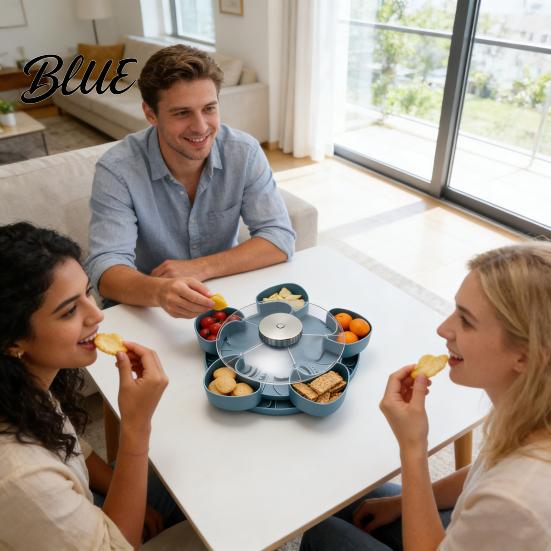 Multi-compartment Serving Tray Heart-Shaped Rotating Snack with 5 Compartments 360 Degrees Spinning Platter for Compartmented Fruits Nuts Dips