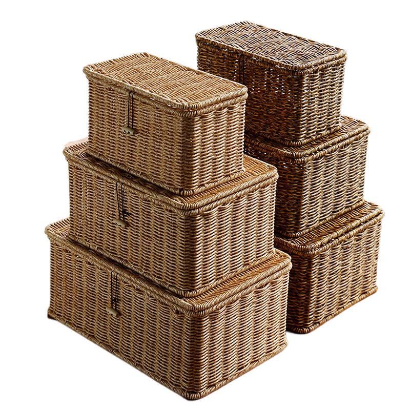 Woven Sea Vine & Bamboo Rectangle Snack Storage Basket