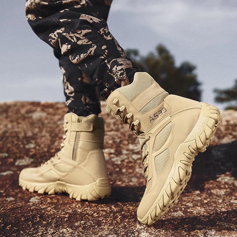 Fashion Winter Ankle Boots for Men Desert Hiking Men's Boots Outdoor Platform Original Trekking Shoes Waterproof Non-slip Masculino Bota