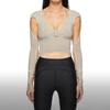 Split Hollow Tight-fitting Fake Two-piece Cropped Long-sleeved Halter T-shirt Streetwear
