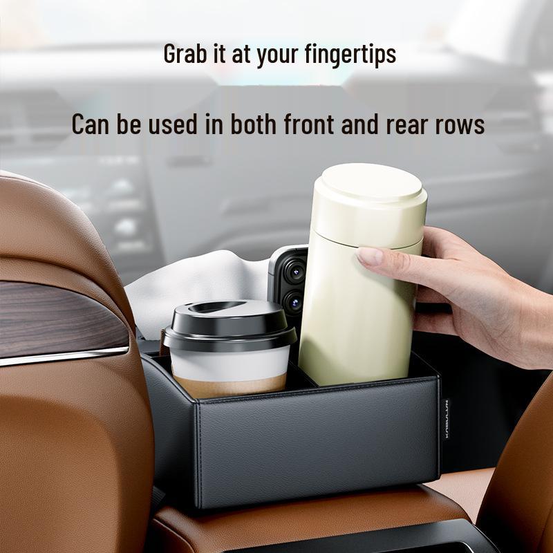 High-End Multifunctional Car Console Storage & Cup Holder with Tissue Box