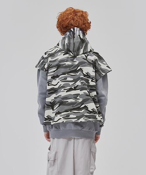 Sweatshirt Mix Camouflage Hoodie [Grey]