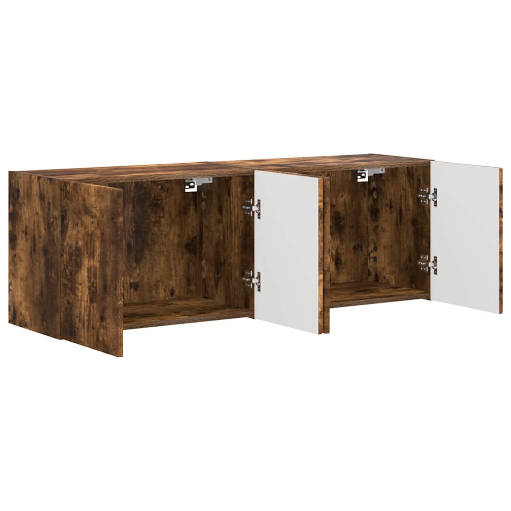 Wall Mounted TV Cabinet Set 2 pcs Smoked Oak Finish 59.5 x 31 x 40 cm