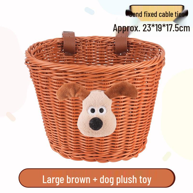 Retro Woven Front Basket for Children's Bicycles, Scooters, or Doll Strollers