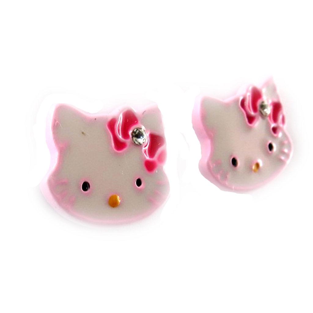 Charmmy Kitty [K8033] - Boucles Créateur 'Charmmy Kitty' blanc rose - 10x13 mm