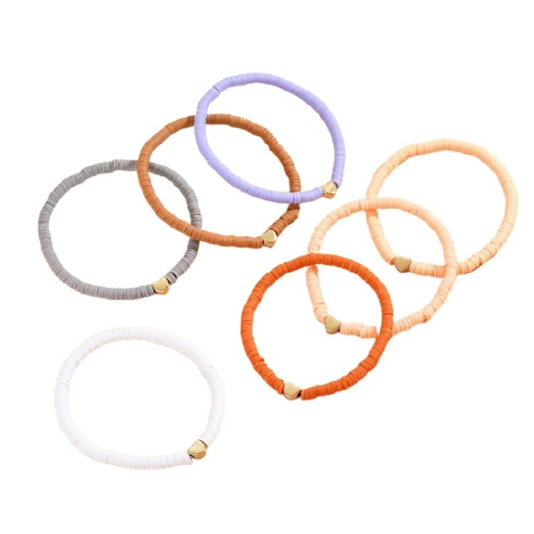 Набор из 7 разноцветных браслетов на щиколотку из мягкой глины в форме сердца Игривая цепочка на ногу с бусинами-сердечками Ассортимент Браслет на щиколотку из мягкой глины Шарм