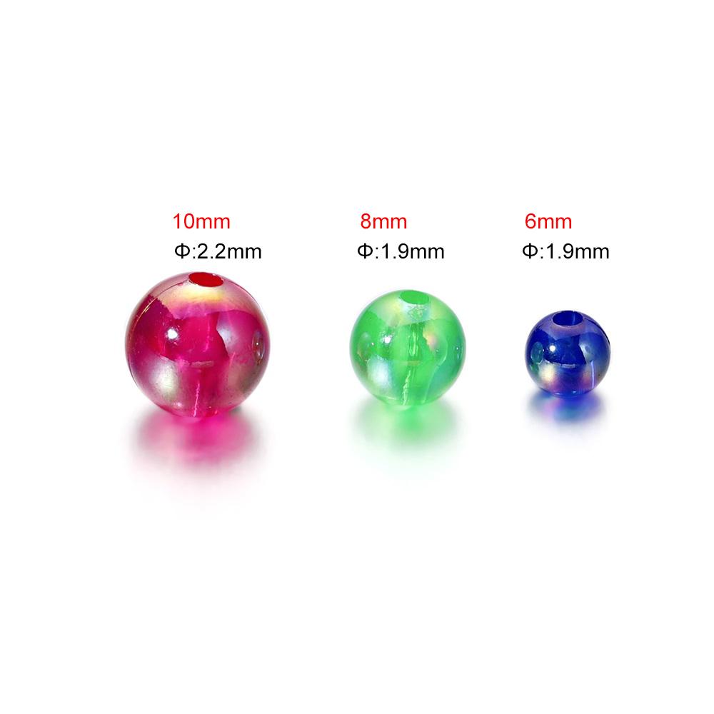 6/8/10mm Imitation ABS Pearl Beads Rainbow Color Round Loose Spacer Bead Scrapbook Decoration DIY Jewelry Making Accessories