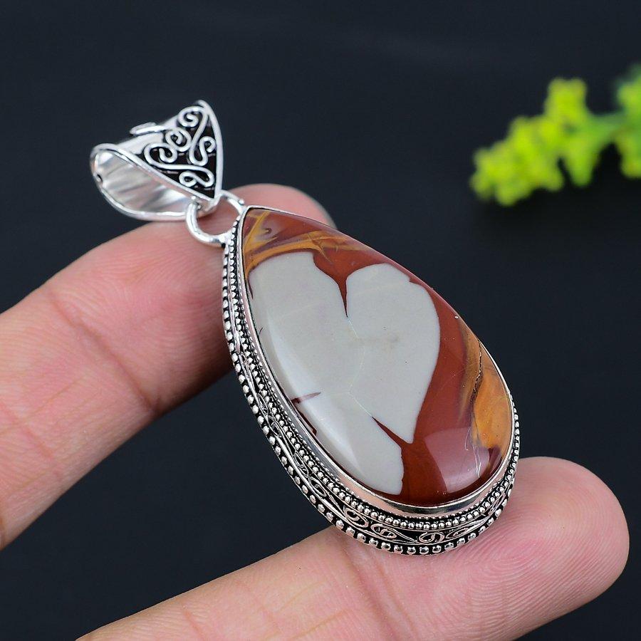 Noreena Jasper Gemstone Handmade 925 Sterling Silver Jewelry Pendant 2.32" Q9n65