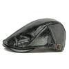 Autumn Winter Hat Men's PU Leather Beret British Retro Forward Hat Warm Peaked Cap