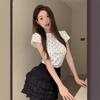 Retro Polka Dot Short-sleeved T-shirt Women's Summer New Korean Slim and Thin Fashion Pure Desire Top Trend