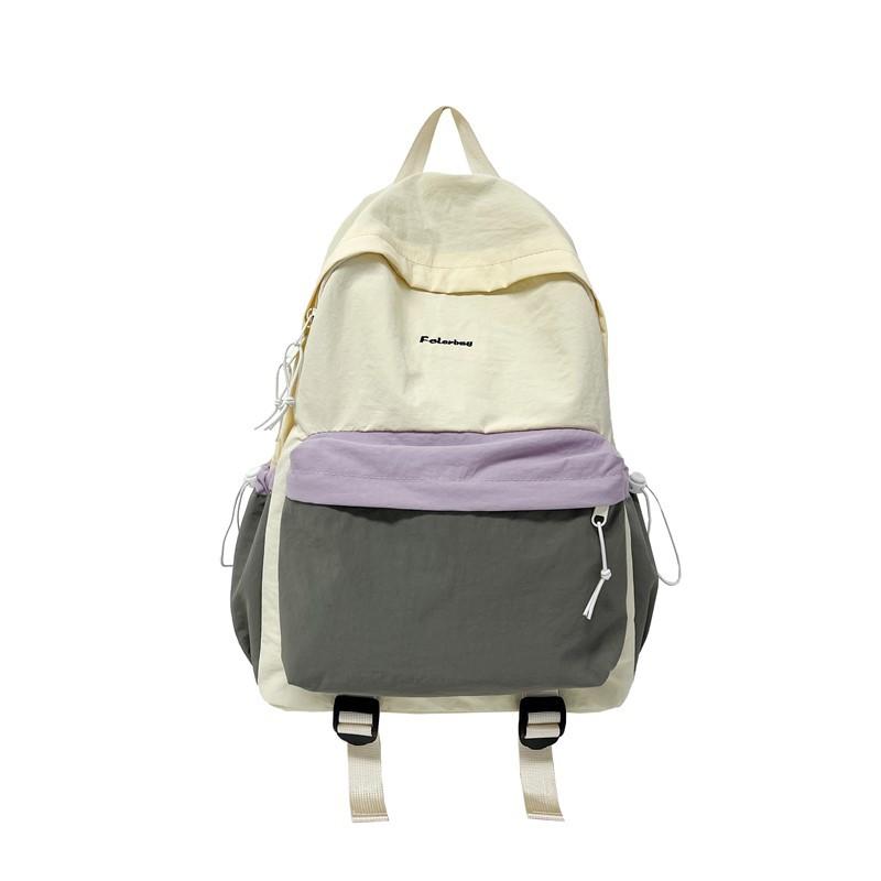 Schoolbag Schoolbag Female College Student Korean Version Ins Fashion Simple Computer Backpack Versatile Large Capacity Contrasting Color Travel