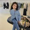 Girls Spring and Autumn Round Neck Single-breasted Blouse Casual Solid Color Middle and Large Children Jacket